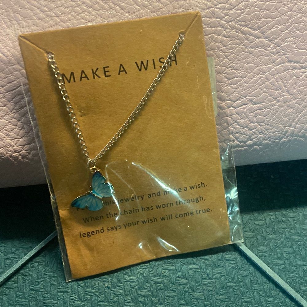 Tiffany Blue Butterfly Make a Wish Necklace